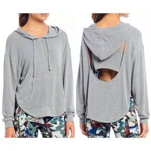 Free People Modal Heather Grey Cut-Out Back Hoodie Sweatshirt Top